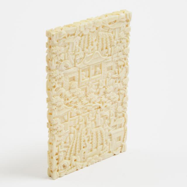 A Chinese Canton Carved Ivory Card Case, Circa 1900