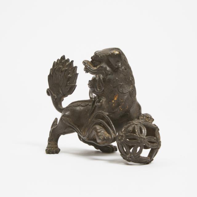 A Gilt Bronze Figure of a Lion, Ming/Qing Dynasty