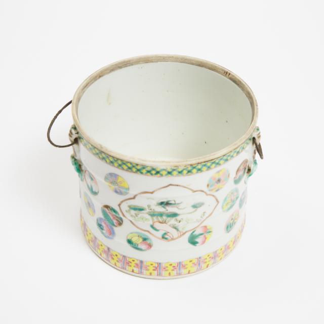 A Famille Rose Porcelain Wine Cooler, Late Qing Dynasty