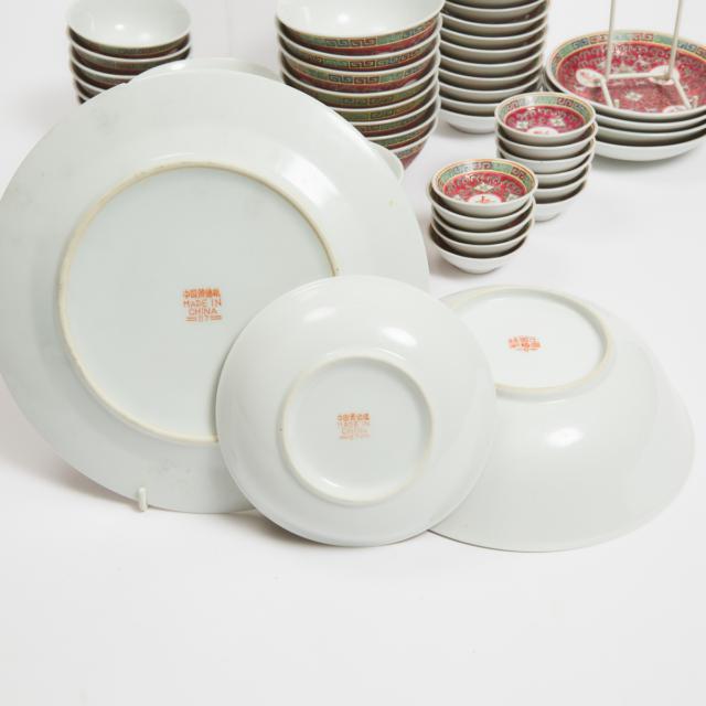 A Set of Fifty-Two 'Wanshou Wujiang' Porcelain Dinner Wares, Circa 1960 