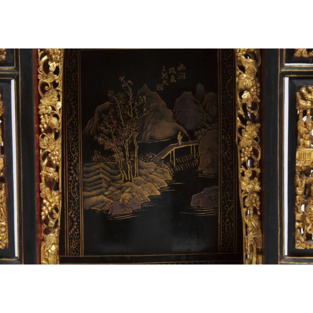 A Gilt Lacquered Ancestral Shrine Cabinet, Fujian/Guangdong, Possibly for the Southeast Asian Market, Circa 1900