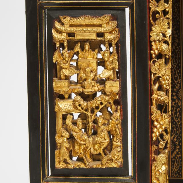 A Gilt Lacquered Ancestral Shrine Cabinet, Fujian/Guangdong, Possibly for the Southeast Asian Market, Circa 1900