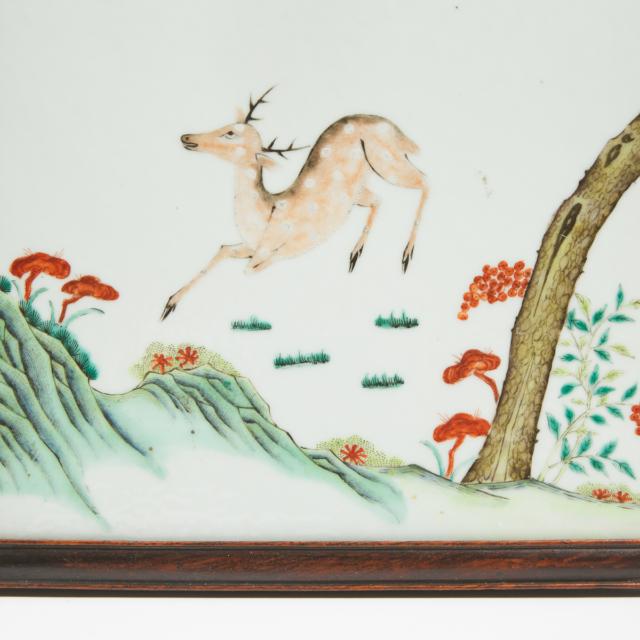 A Famille Rose Porcelain 'Deer and Bats' Panel, 19th/20th Century