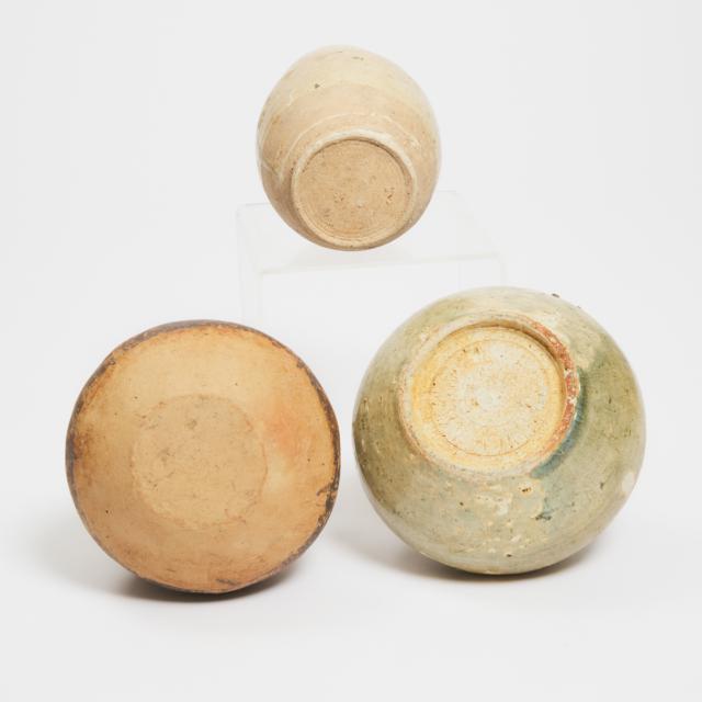 A Group of Three Chinese Pottery Vessels, Neolithic Period and Later