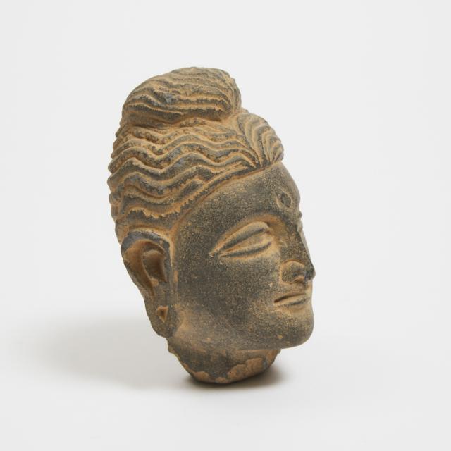 A Gandhara Style Stone Schist Head of a Buddha, Pakistan