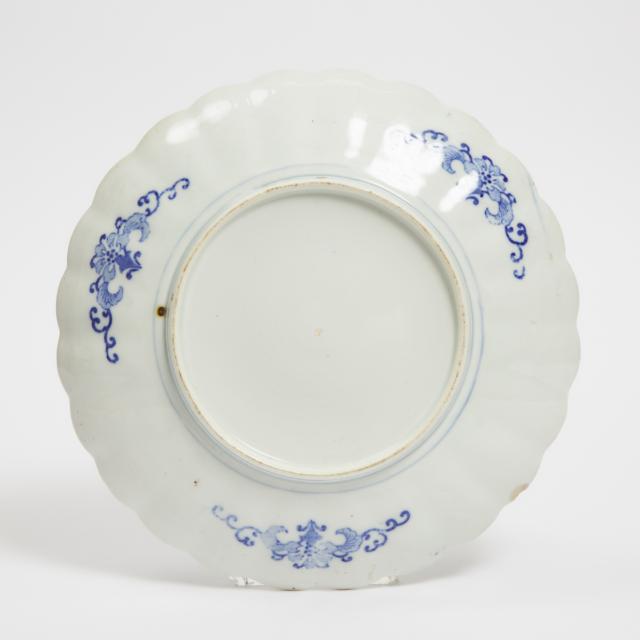 A Large Blue and White 'Landscape' Floral Charger, 19th Century
