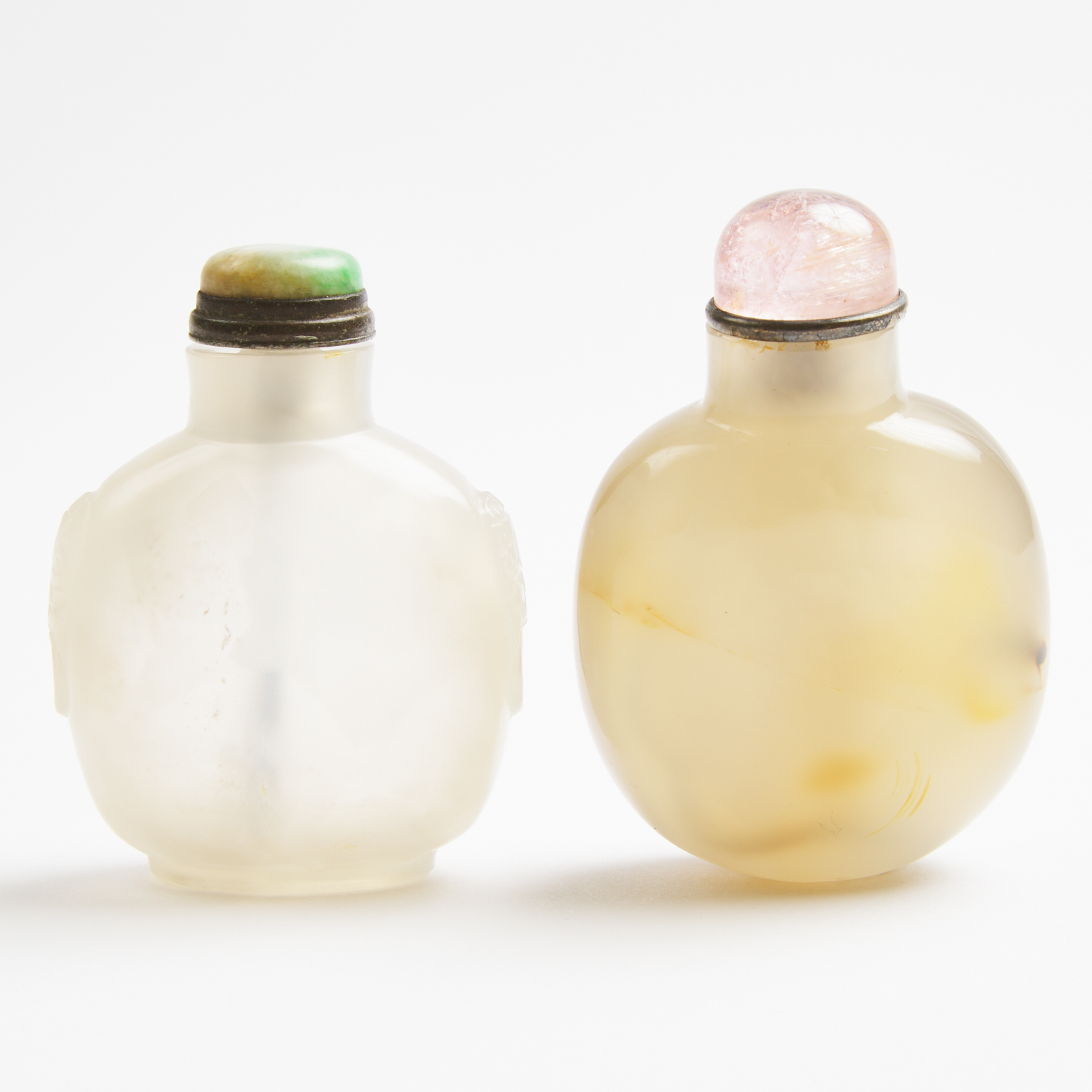 Two Agate Snuff Bottles, Late Qing Dynasty, 19th Century