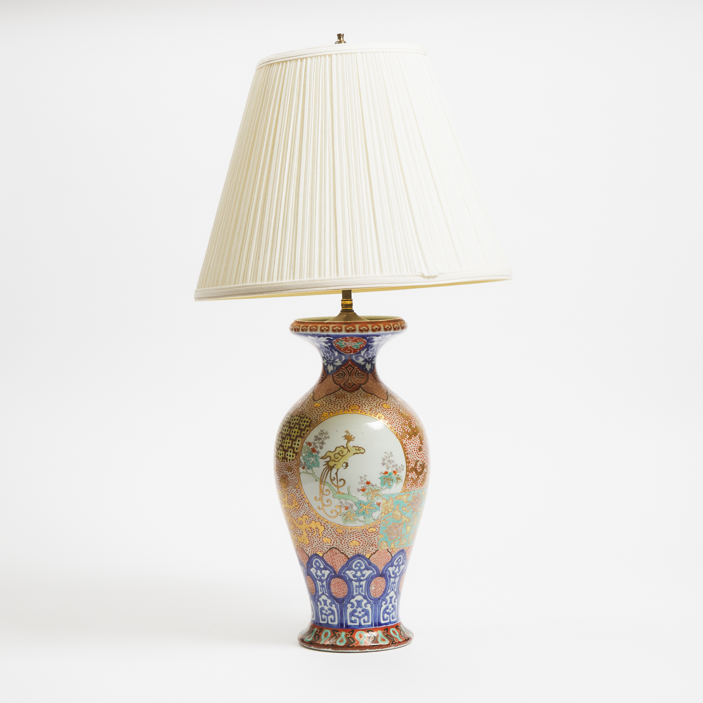 A Japanese Arita Vase Mounted as a Lamp, Early to Mid 20th Century