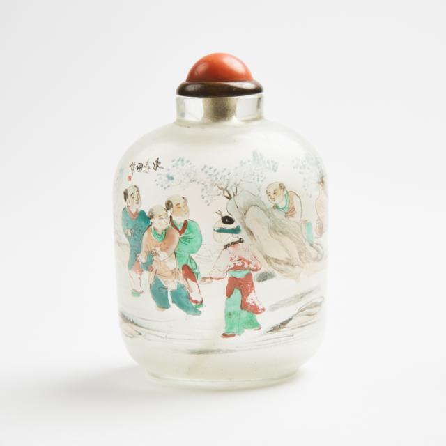 Yong Shoutian (active 1898-1926), A Large Inside-Painted Glass Snuff Bottle, Late 19th Century