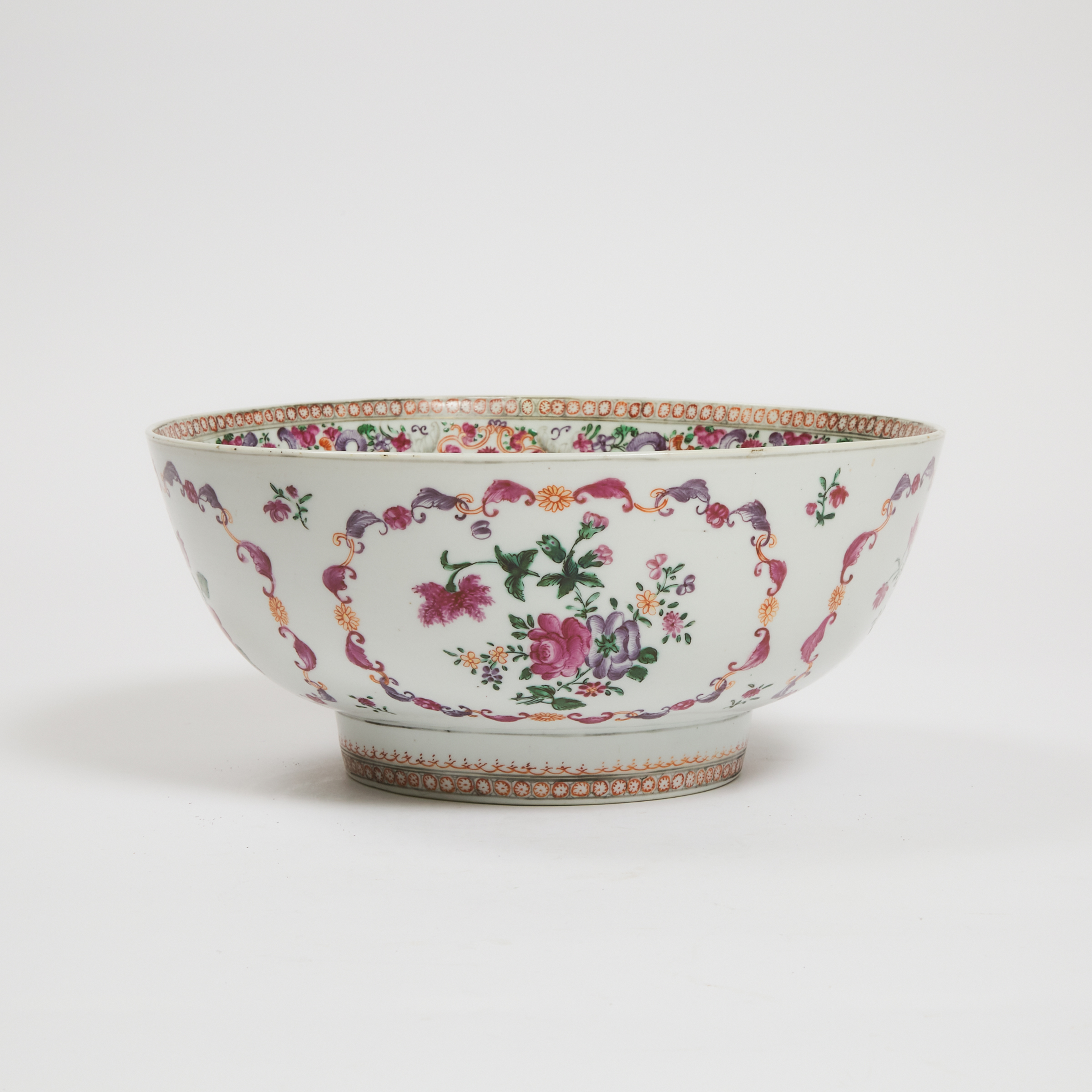 A Chinese Export Famille Rose Punch Bowl, Qianlong Period, 18th Century