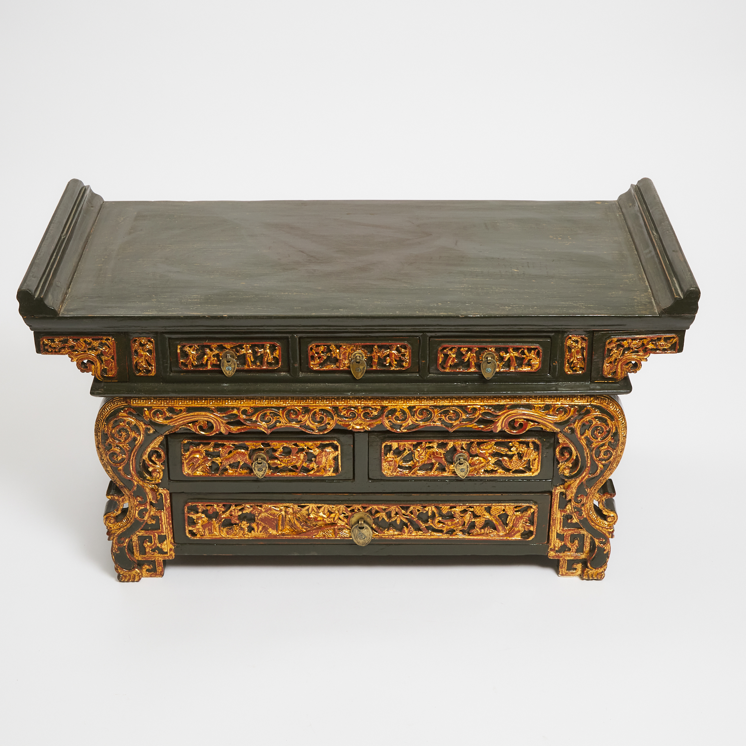 A Small Chinese Lacquered Altar Coffer, Qing Dynasty, 19th Century
