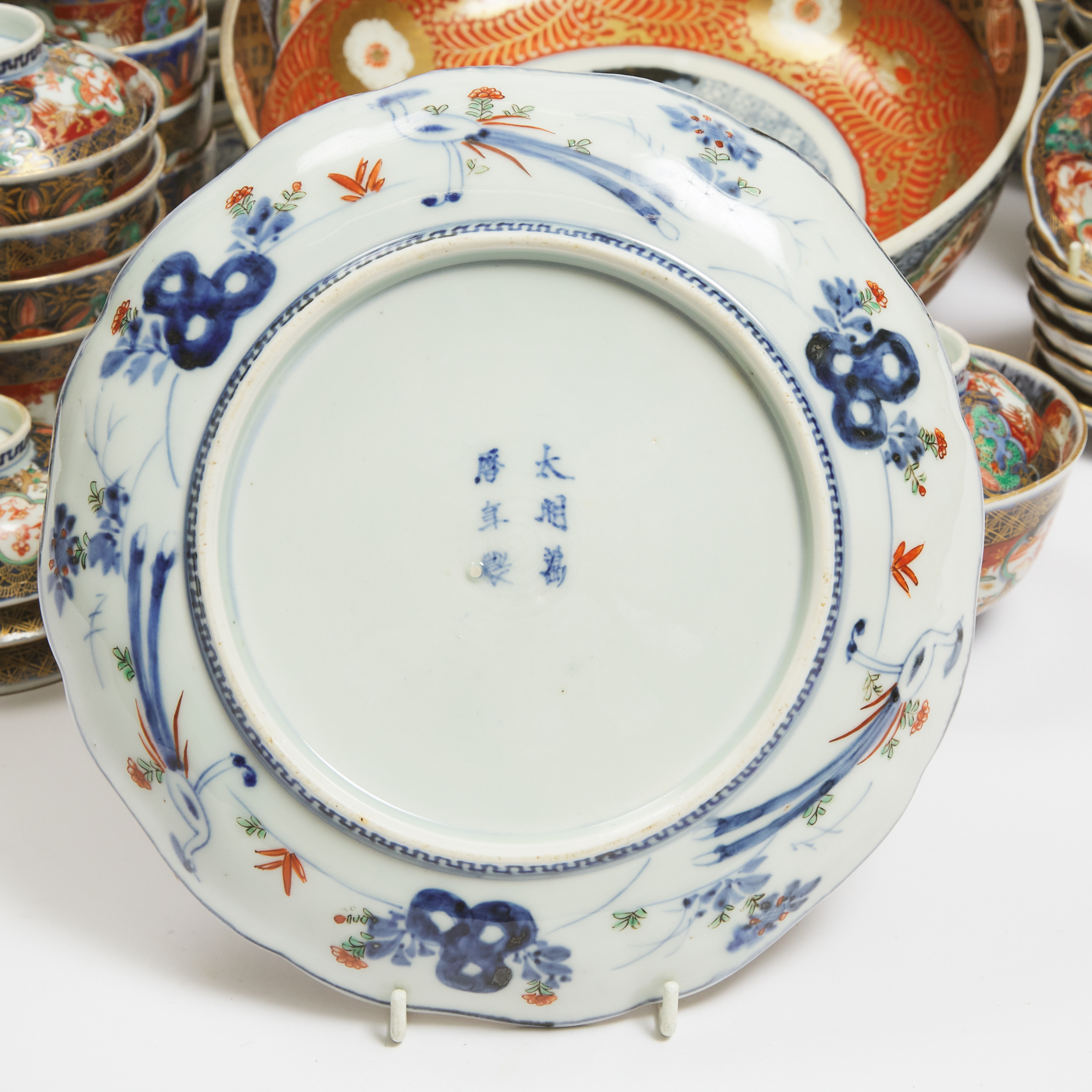 A Large Collection of Seventy-Three Japanese Imari Porcelain Wares, Meiji Period (1868-1912)
