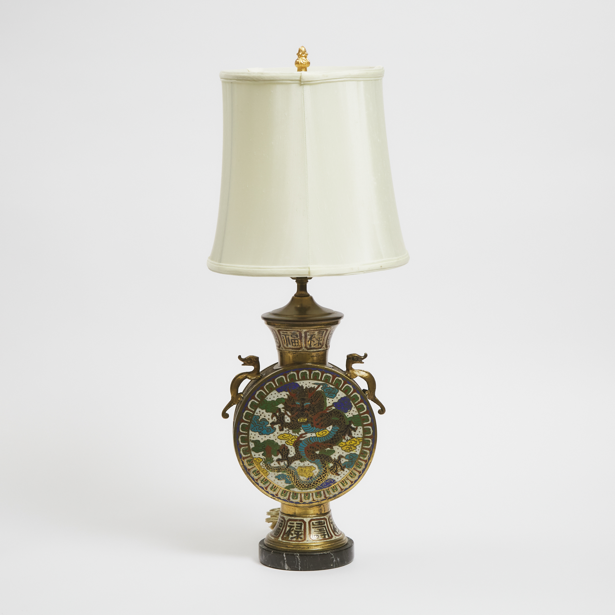 A Cloisonné and Champlevé Enamel Vase Lamp, Republican Period