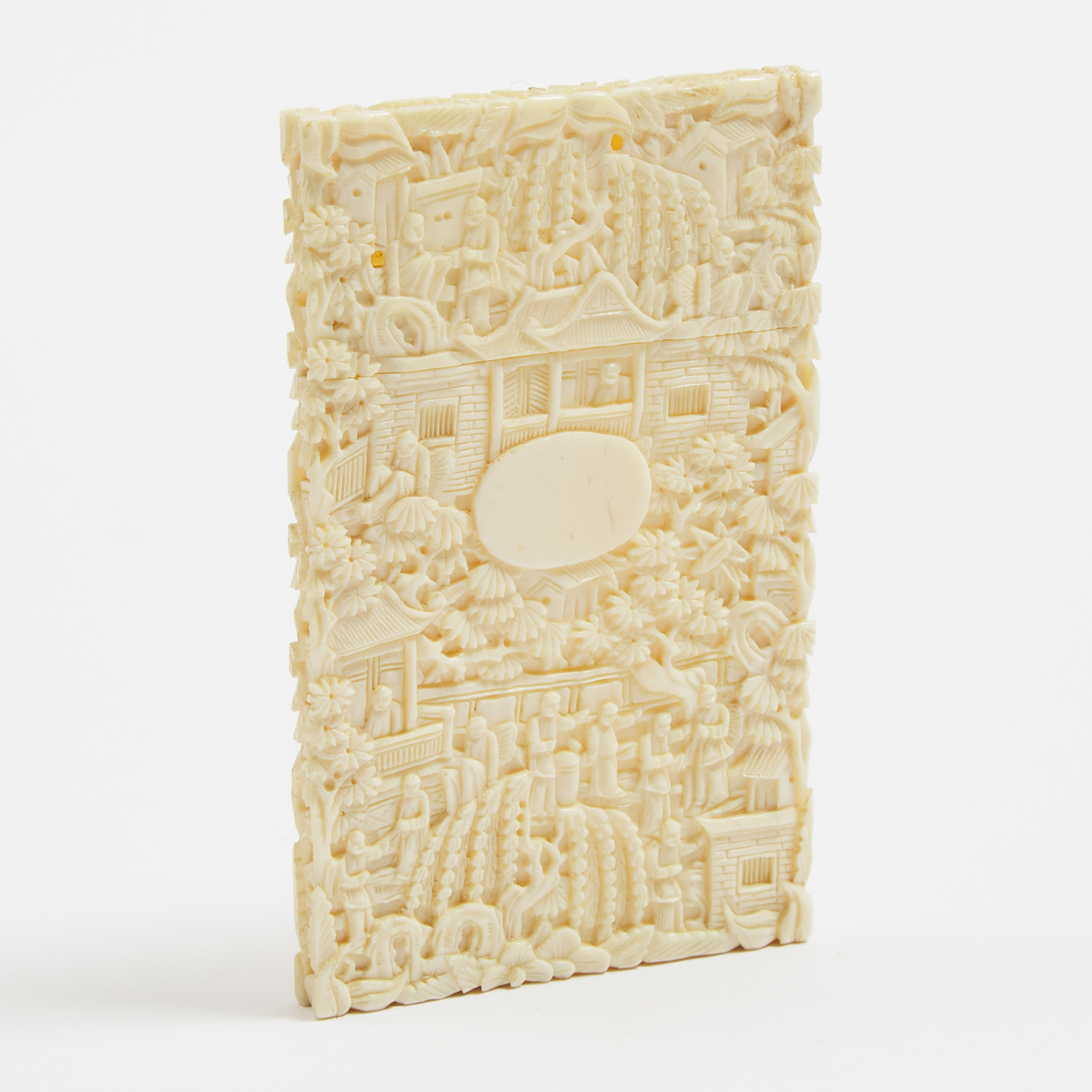 A Chinese Canton Carved Ivory Card Case, Circa 1900