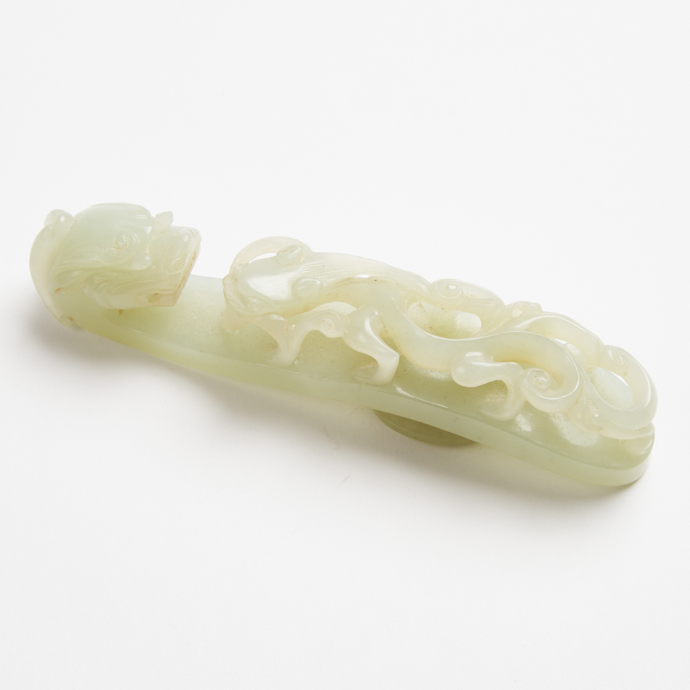 A White Jade 'Chilong' Belt Hook, Qing Dynasty, 18th/19th Century