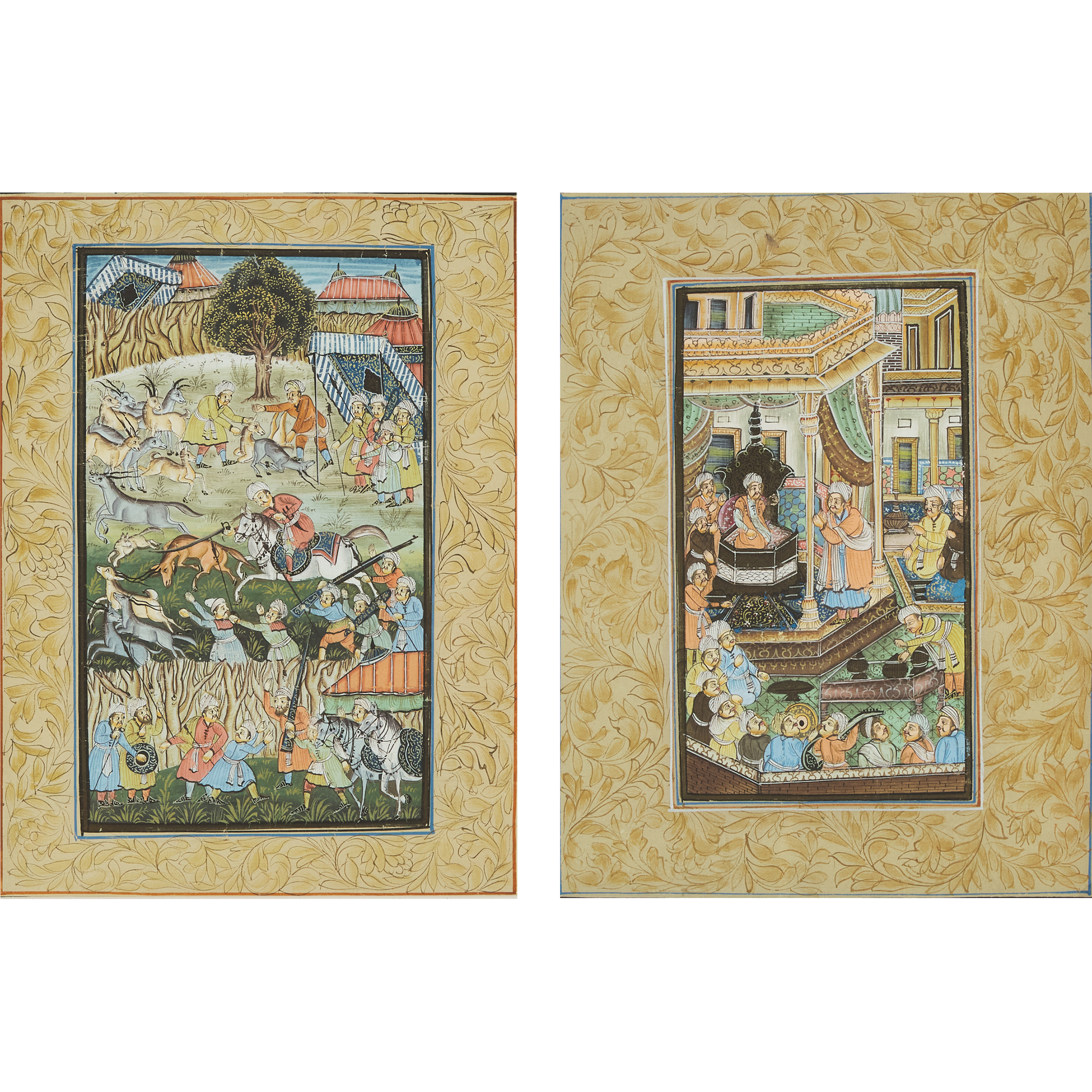 A Pair of Persian Miniature Paintings, 20th Century