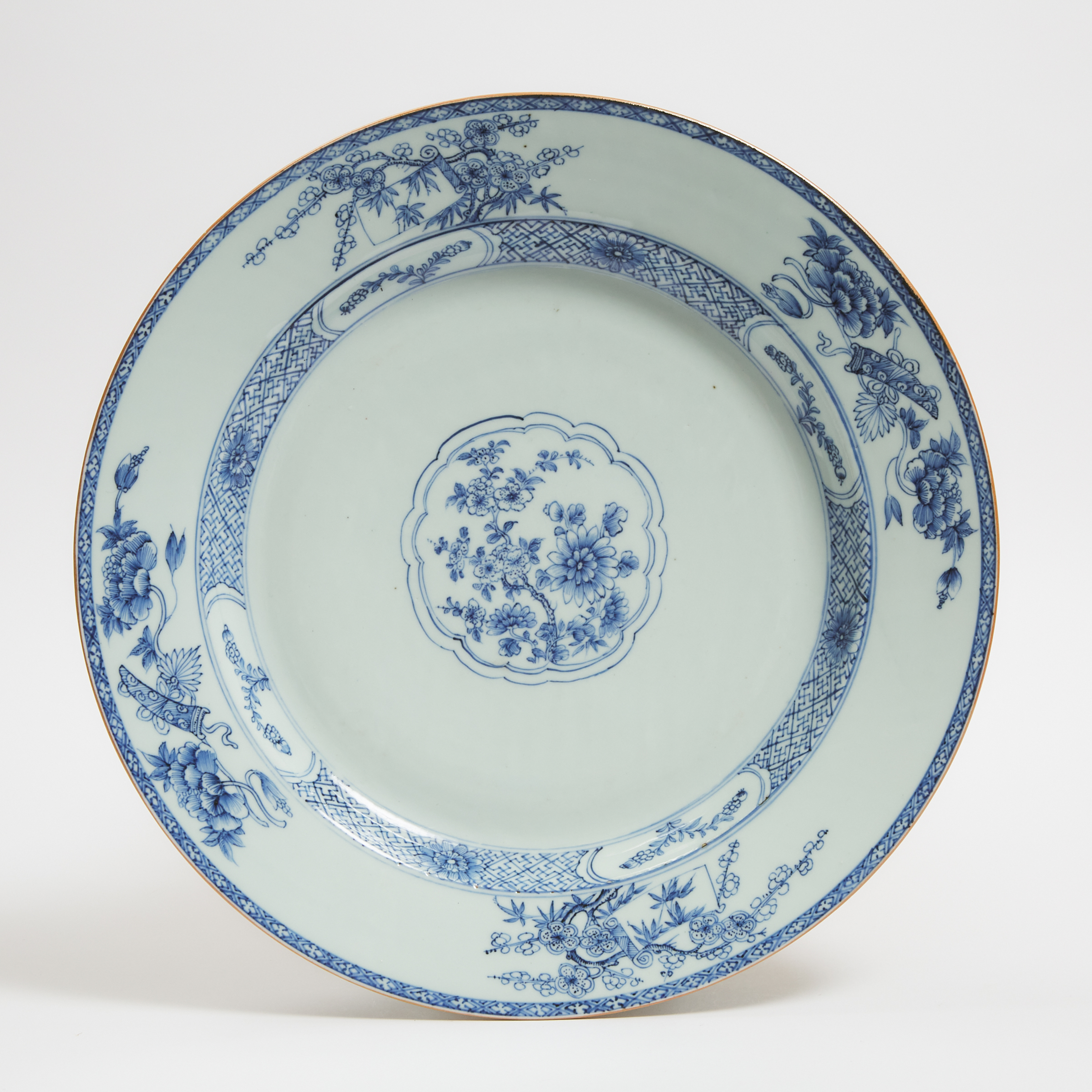 A Chinese Export Blue and White 'Floral' Charger, Yongzheng Period (1723-1735)