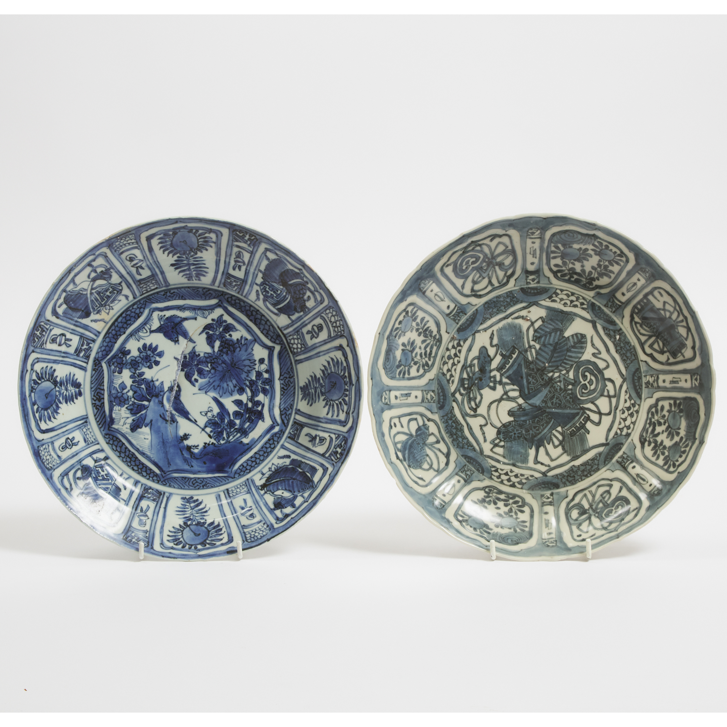 Two Blue and White 'Kraak' Chargers, Ming Dynasty (1368-1644)