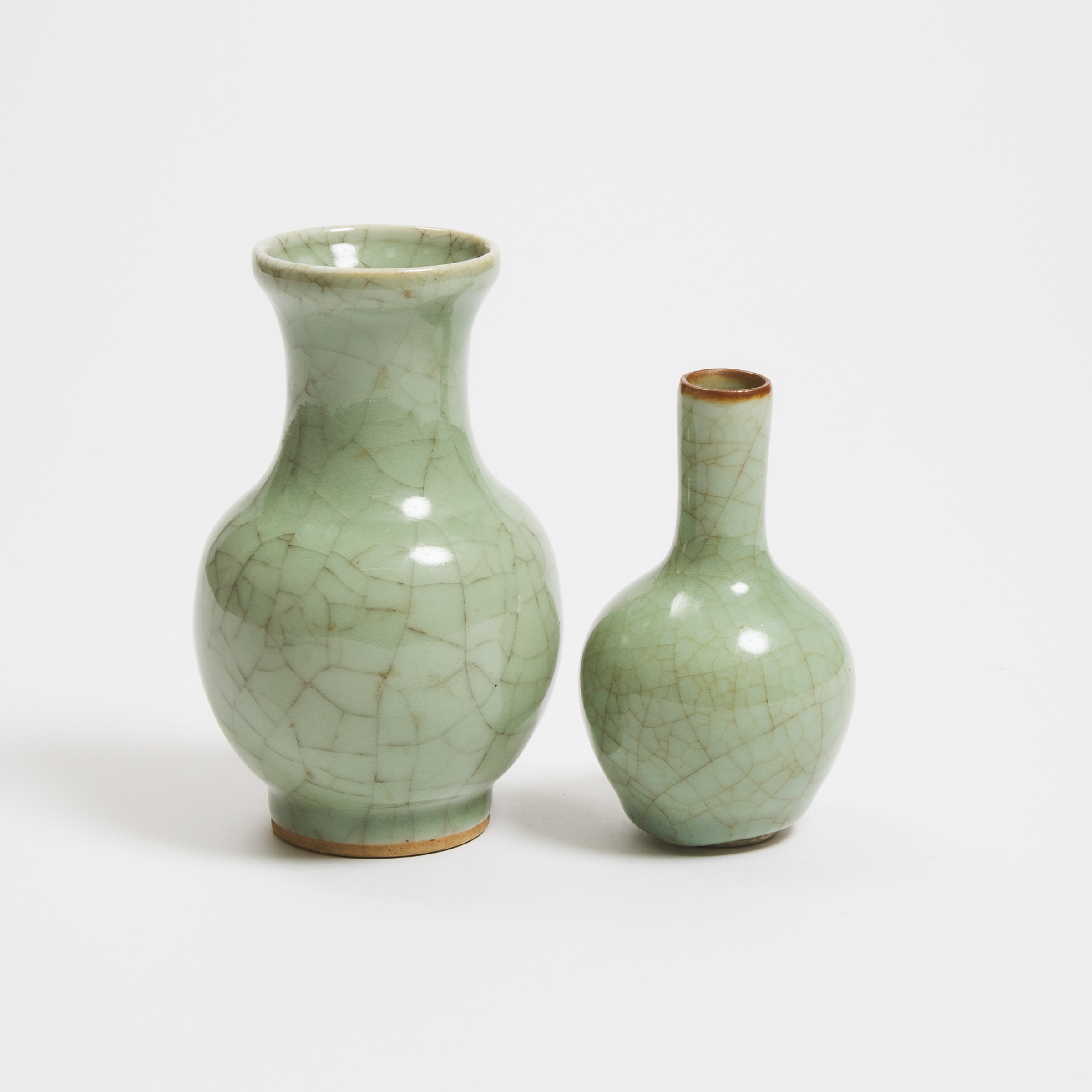 Two Celadon Crackled-Glazed Vases, 19th Century
