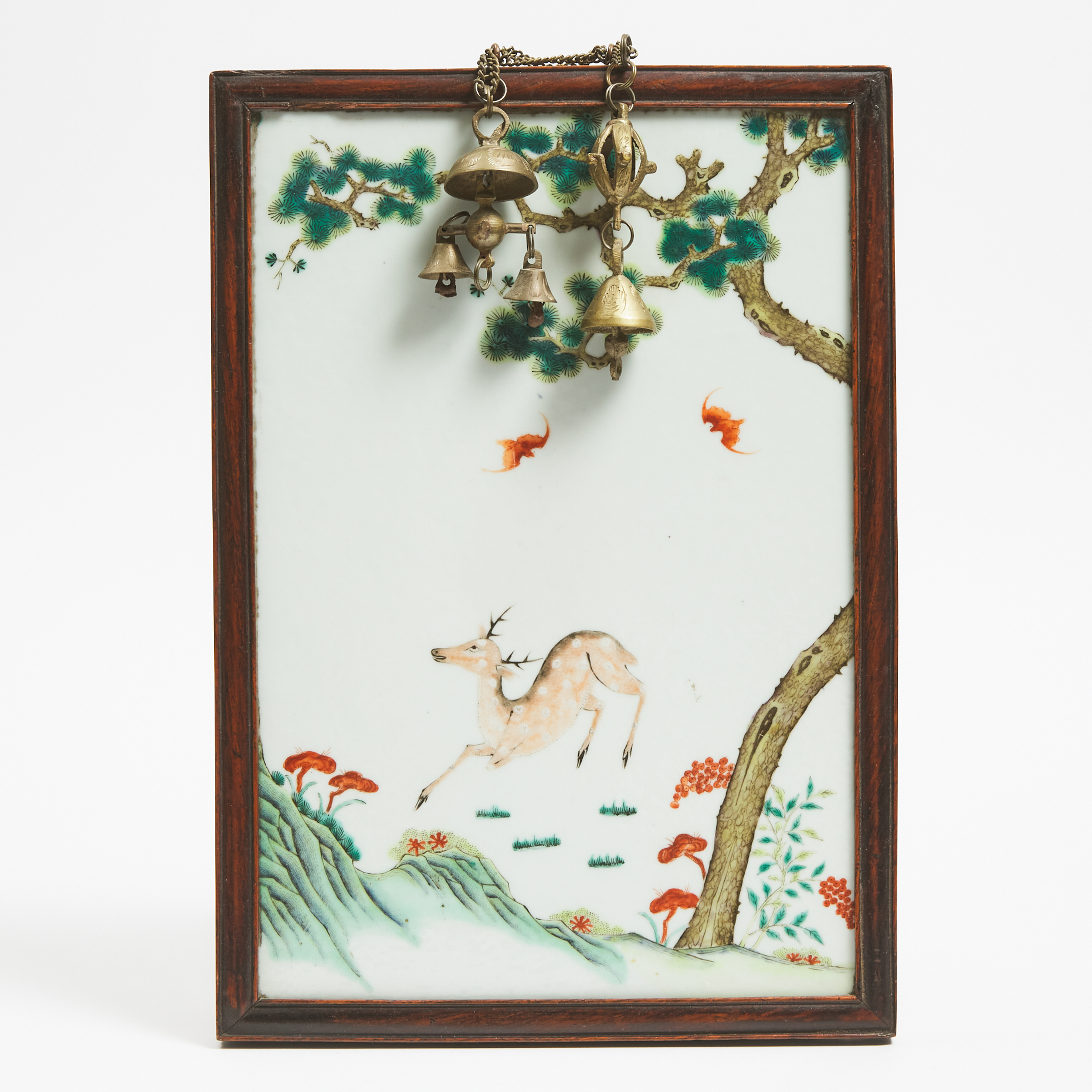 A Famille Rose Porcelain 'Deer and Bats' Panel, 19th/20th Century