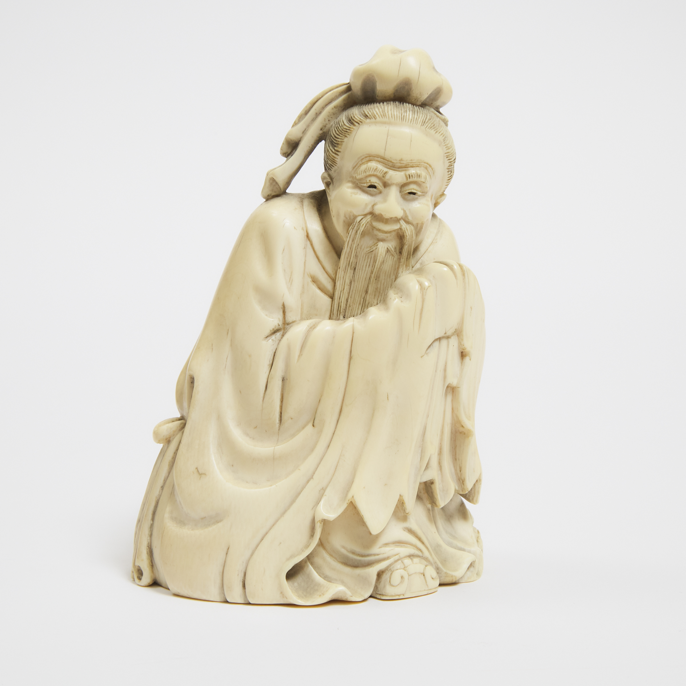 An Ivory Figure of the Drunken Poet Li Bai, Early to Mid 20th Century