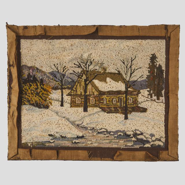 Georges Édouard Tremblay (Canadian, 1902-1987) Hooked Rug Wall Hanging, Pointe-au-Pic, QC, c.1950
