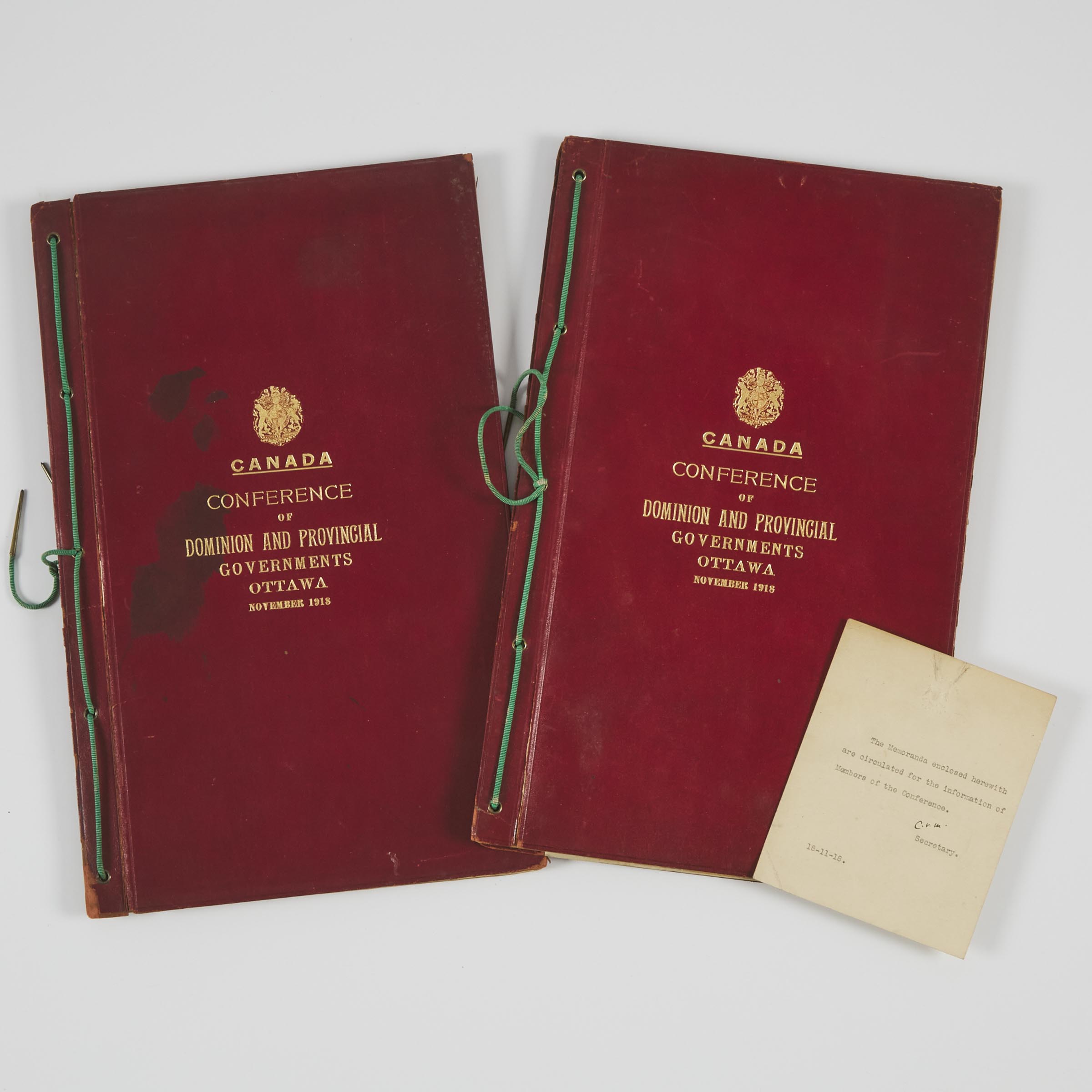  Two Volumes: Canada Conference of Dominion and Provincial Governments, Ottawa, November, 1918