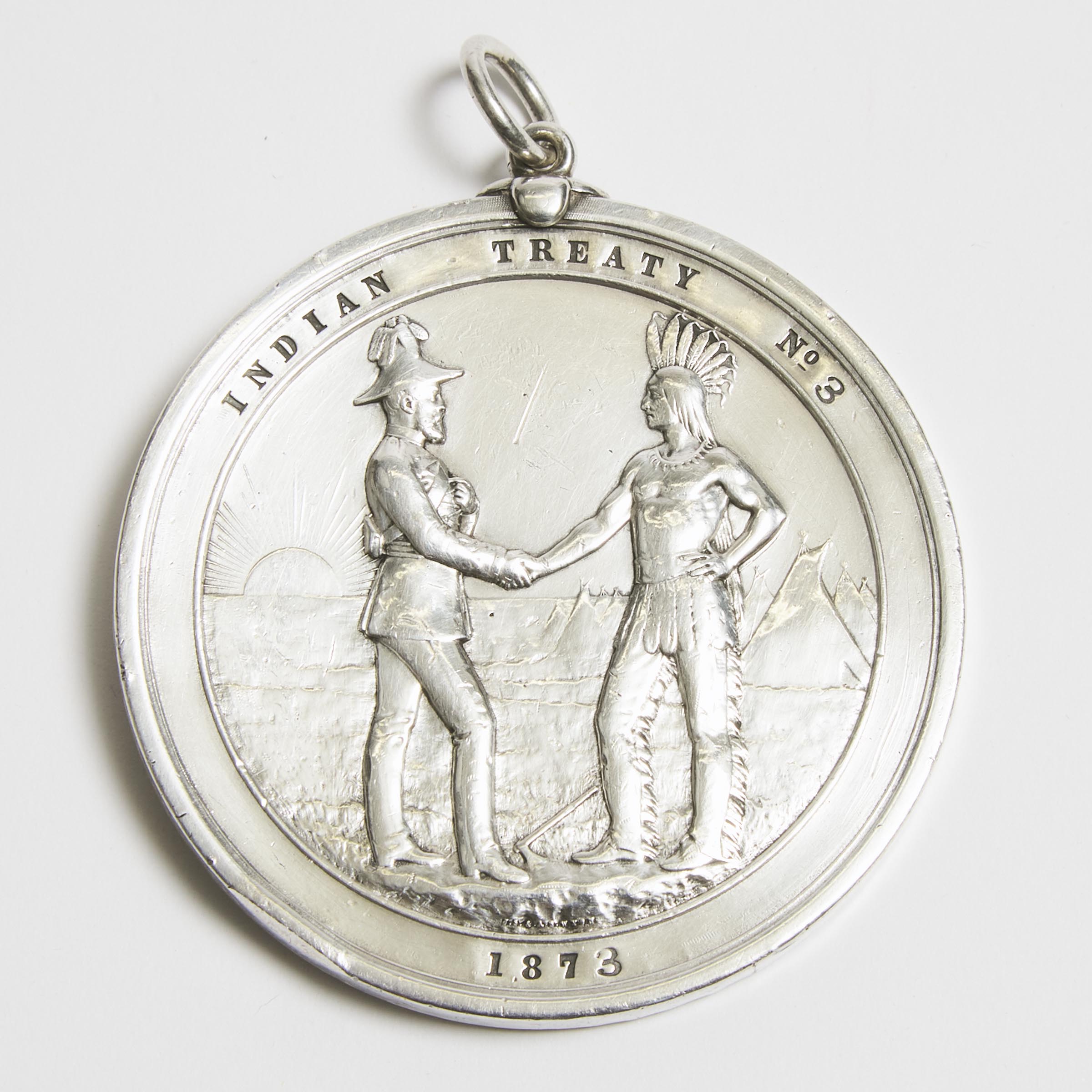 Cased Canadian Indian Peace Treaty No. 3 Silver Medal, 1873