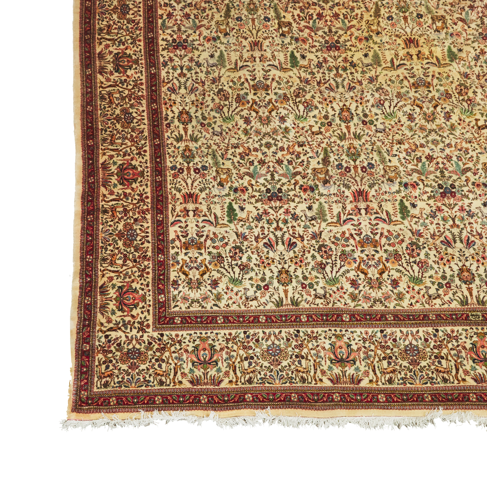 Fine Garden Design Tabriz Carpet, Persian, c.1970