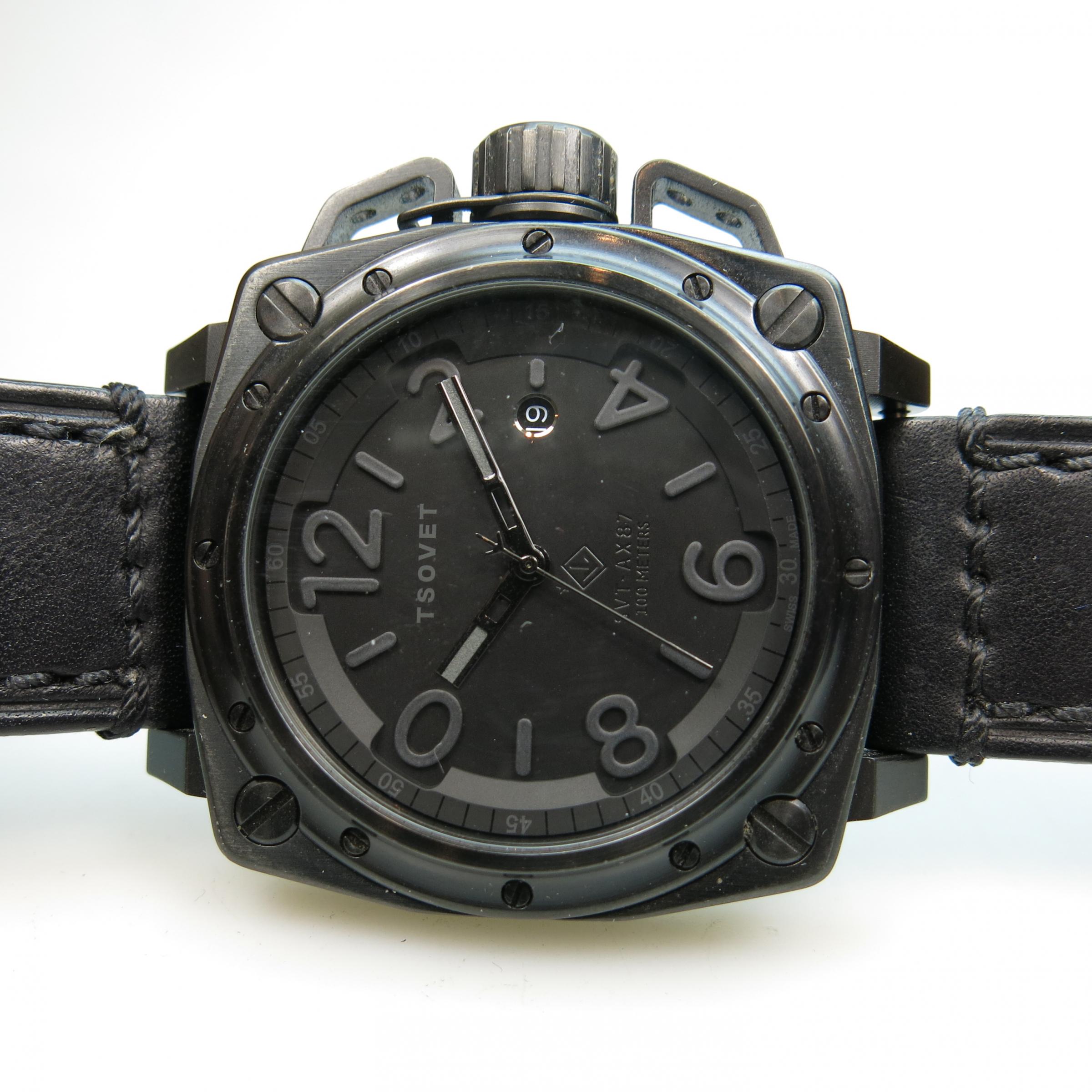 Tsovet 'All-Black' Wristwatch, With Date