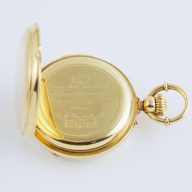 J.A.Jaccard & Co. Openface Stem Wind Pocket Watch With Quarter Repeat