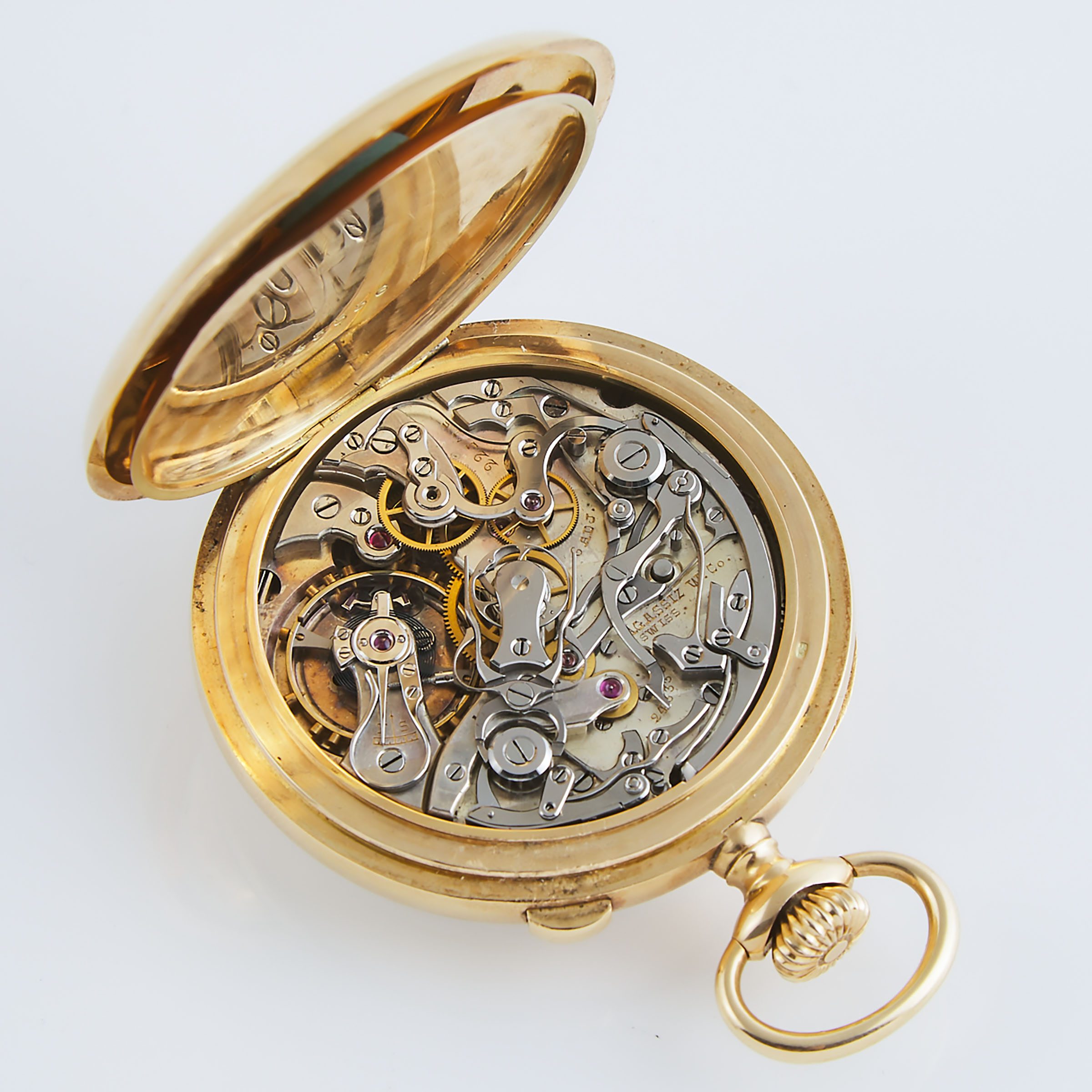 Agassiz Openface Stem Wind Pocket Watch With Split-Second Chronograph