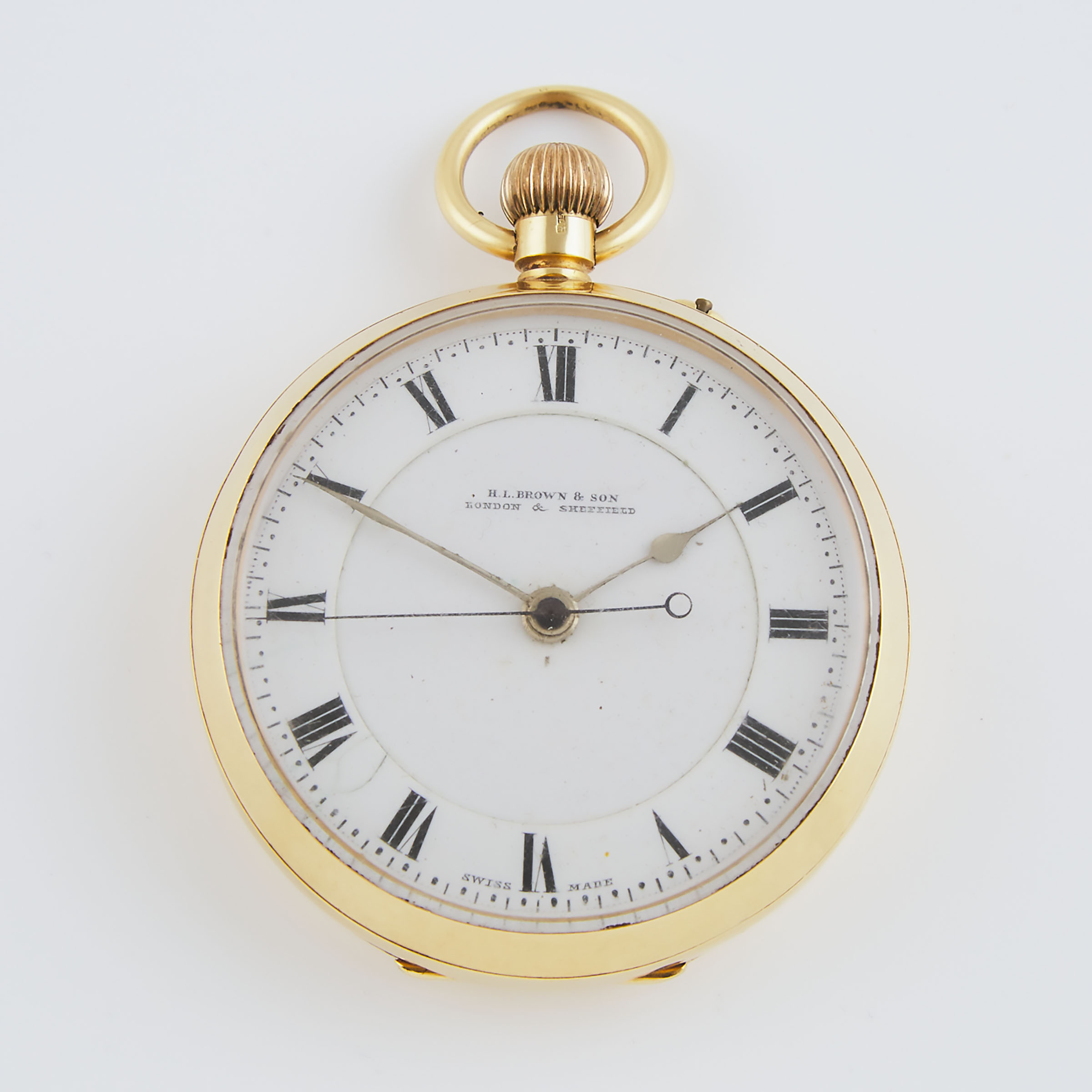 H.L.Brown & Sons Of London & Sheffield Openface Stem Wind Stop/Start Chronograph Pocket Watch
