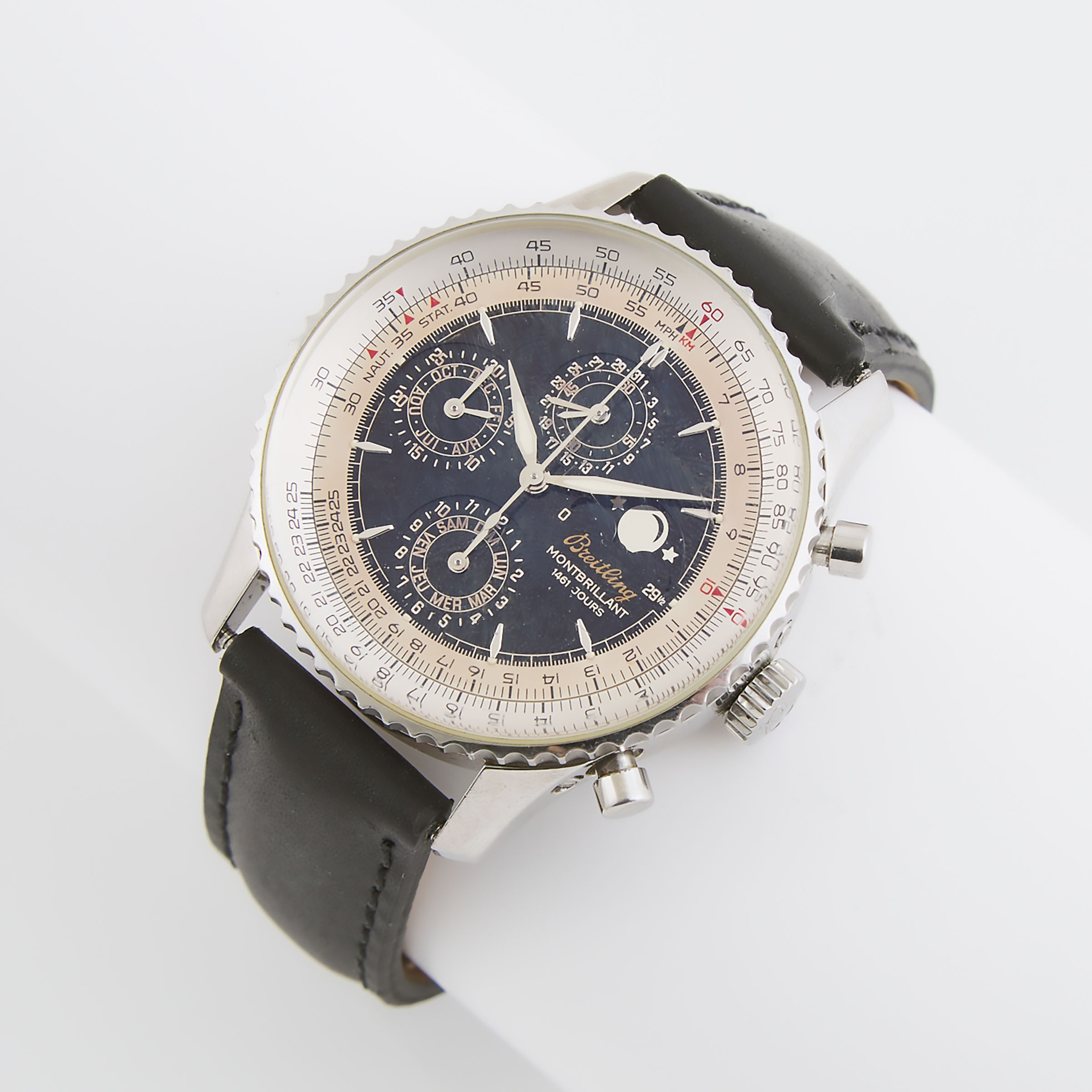 Breitling 'Montbrillant 1461 Jours' Wristwatch With Chronograph, Triple Calendar And Moon Phase
