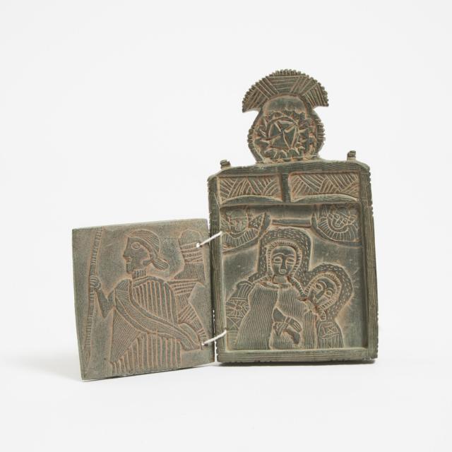 Ethiopian Coptic Carved Green Stone and Wood Icons, East Africa, 19th century