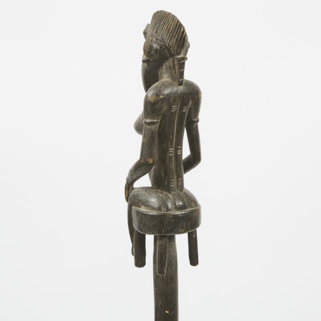Senufo Carved Wood Female Figural Staff, South Africa, late 20th century