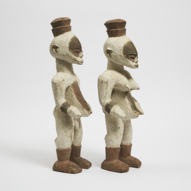 Pair of Igbo Male and Female Figures, Nigeria, West Africa, late 20th century