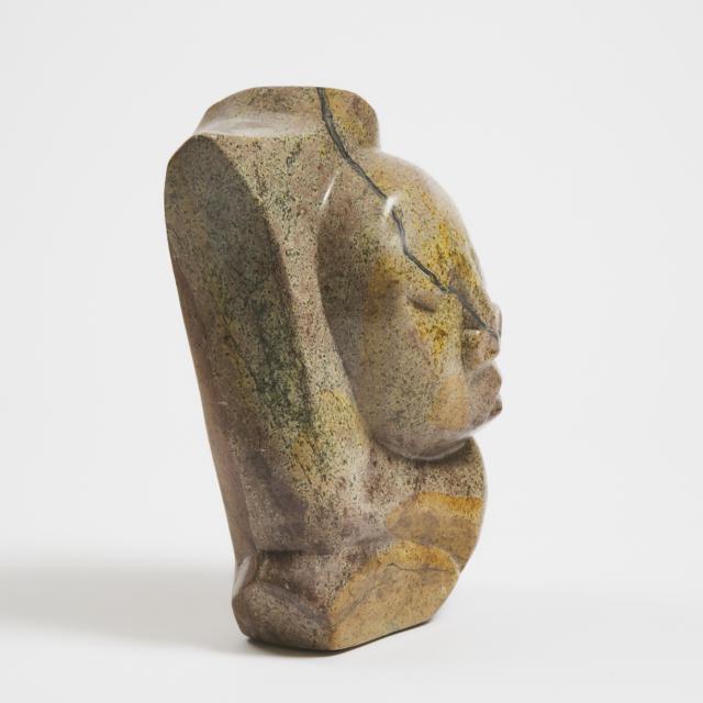 Modern Shone Carved Springstone Bust by S. Nyandoro, Zimbabwean