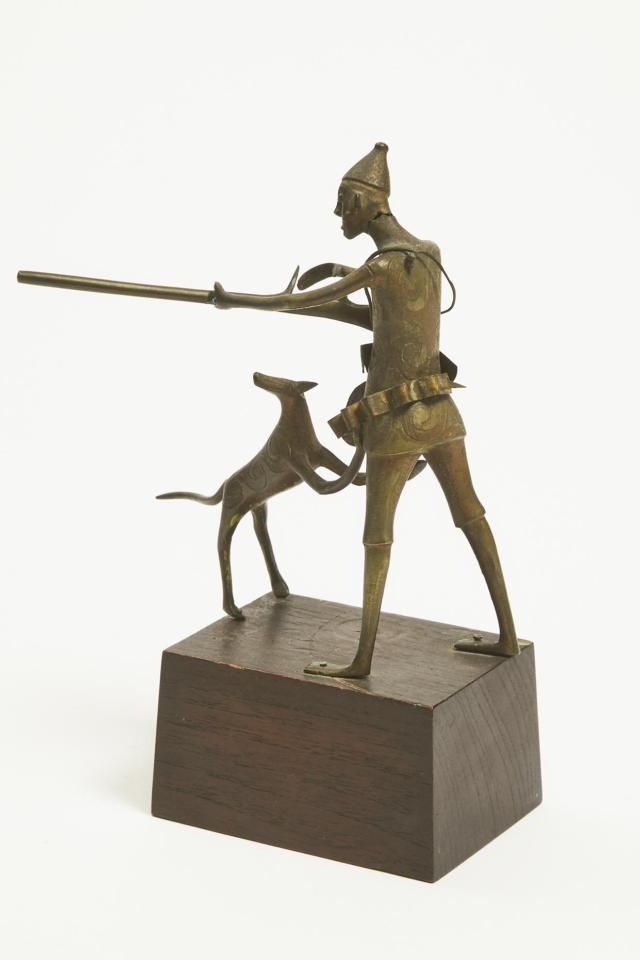 West African Bronze Hunter and Dog, possibly Yoruba/Ashanti, early 20th century