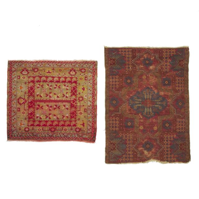 Two Central Anatolian Rug Fragments including a Armenian Sivas Rug, c.1900 together with a Kirsehir Rug, c.1890
