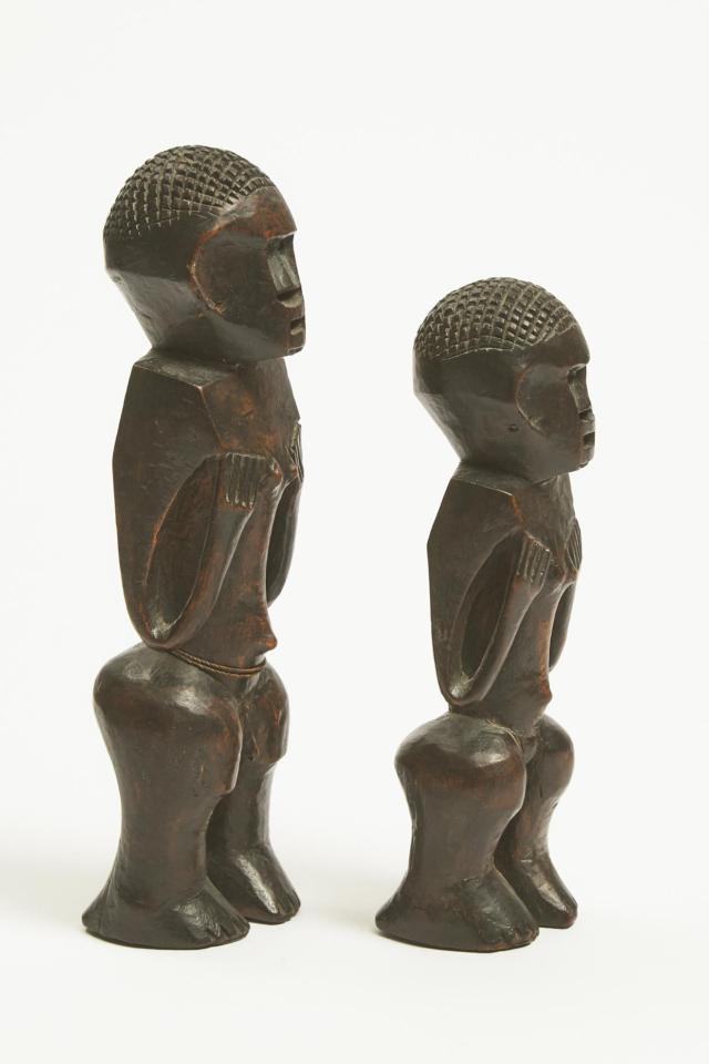 A pair of Male and Female Figures, possibly Zande, Democratic Republic of Congo, Central Africa, 20th century