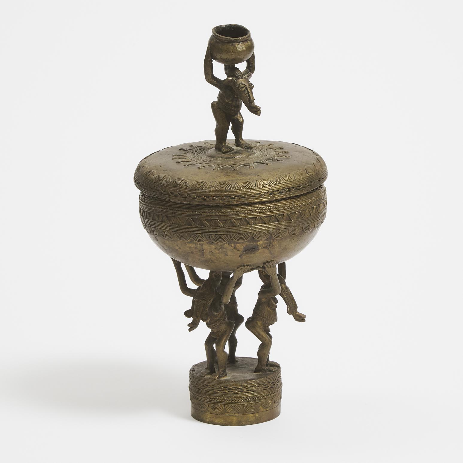 Ashanti Lost Wax Cast Bronze Kuduo (Lidded Vessel), Ghana, West Africa, 20th century