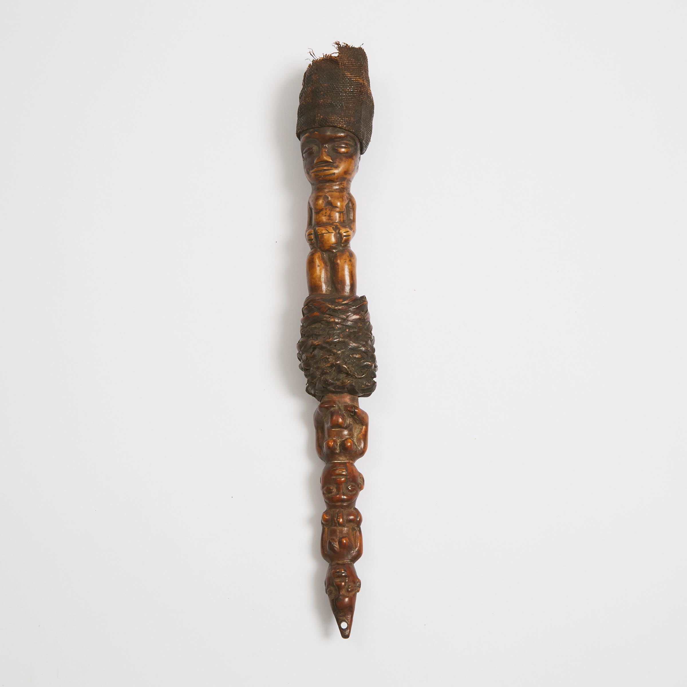 Lega Carved Bone Fly Whisk Handle, Democratic Republic of Congo, Central Africa, late 19th to early 20th century