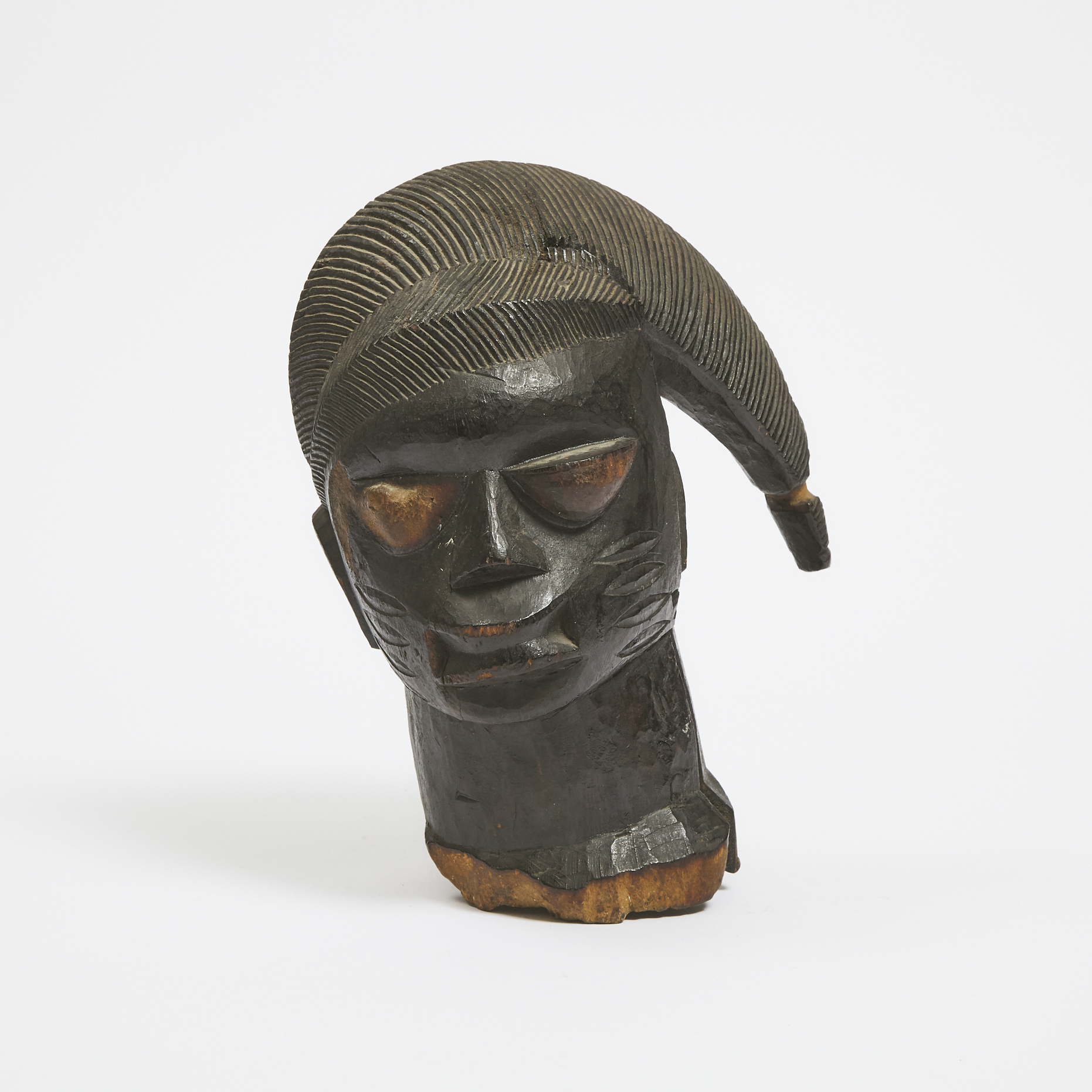 Yoruba Carved Wood Head, Nigeria, West Africa, mid 20th century