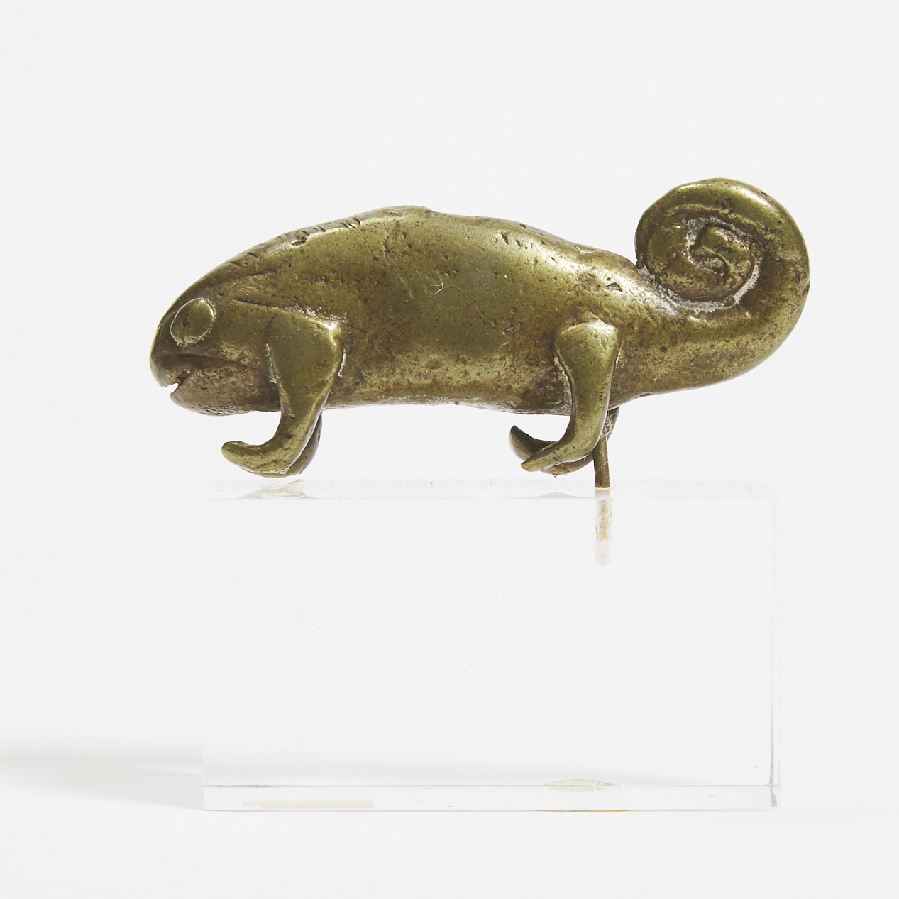 Akan/Ashanit Brass Chameleon Form Goldweight, Ghana, West Africa, late 19th to early 20th century