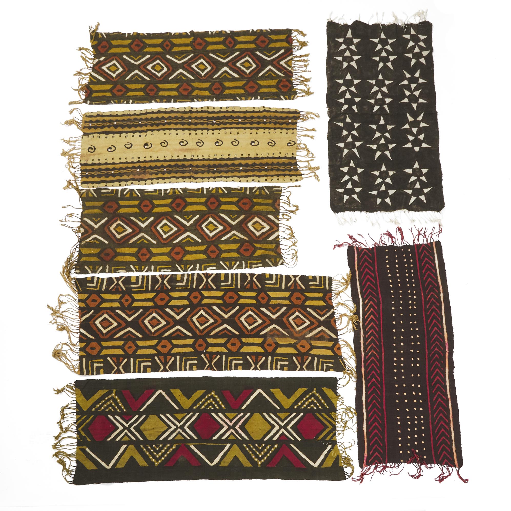 Group of Seven Cotton Mudcloths (Bogolan), Mali, West Africa, late 20th century