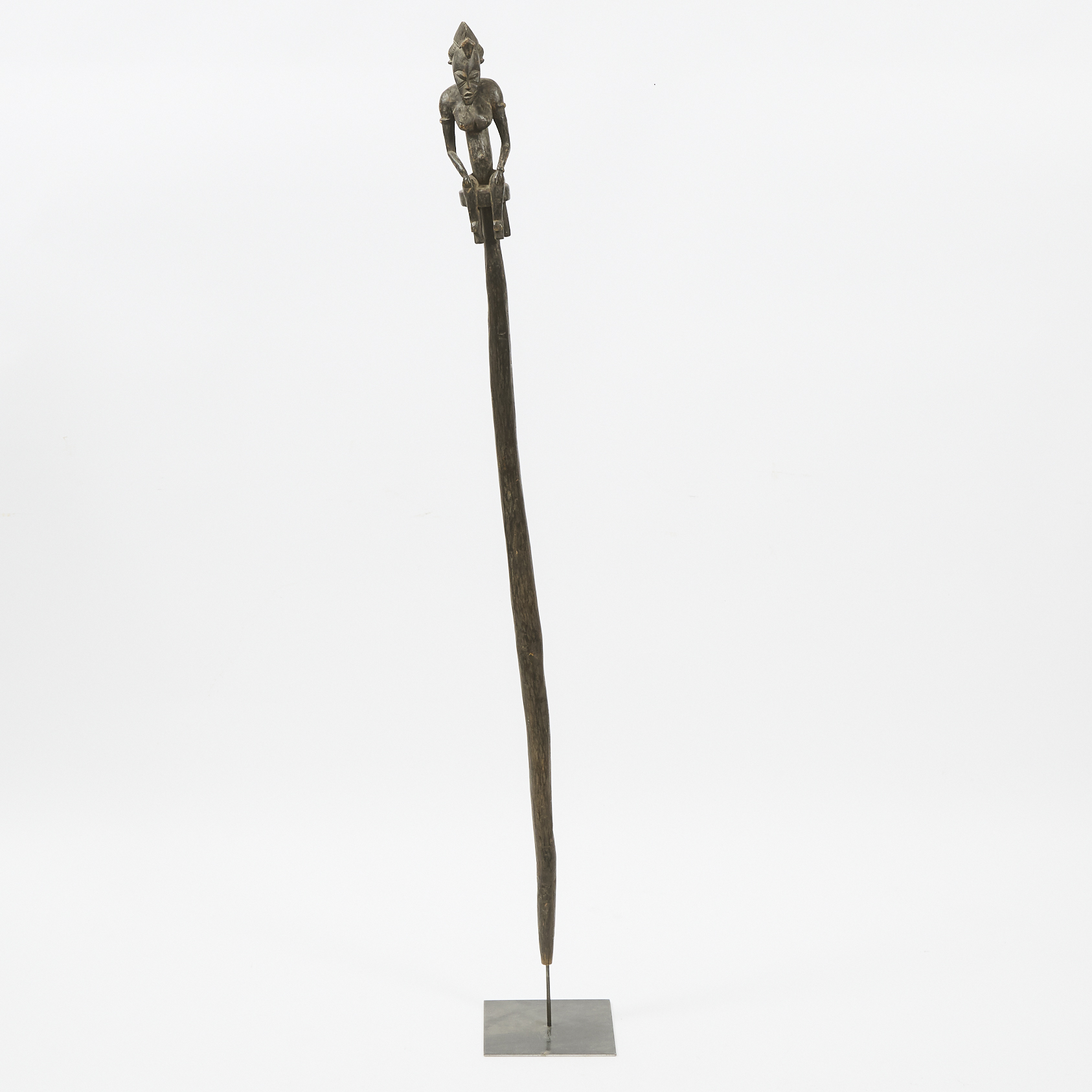 Senufo Carved Wood Female Figural Staff, South Africa, late 20th century