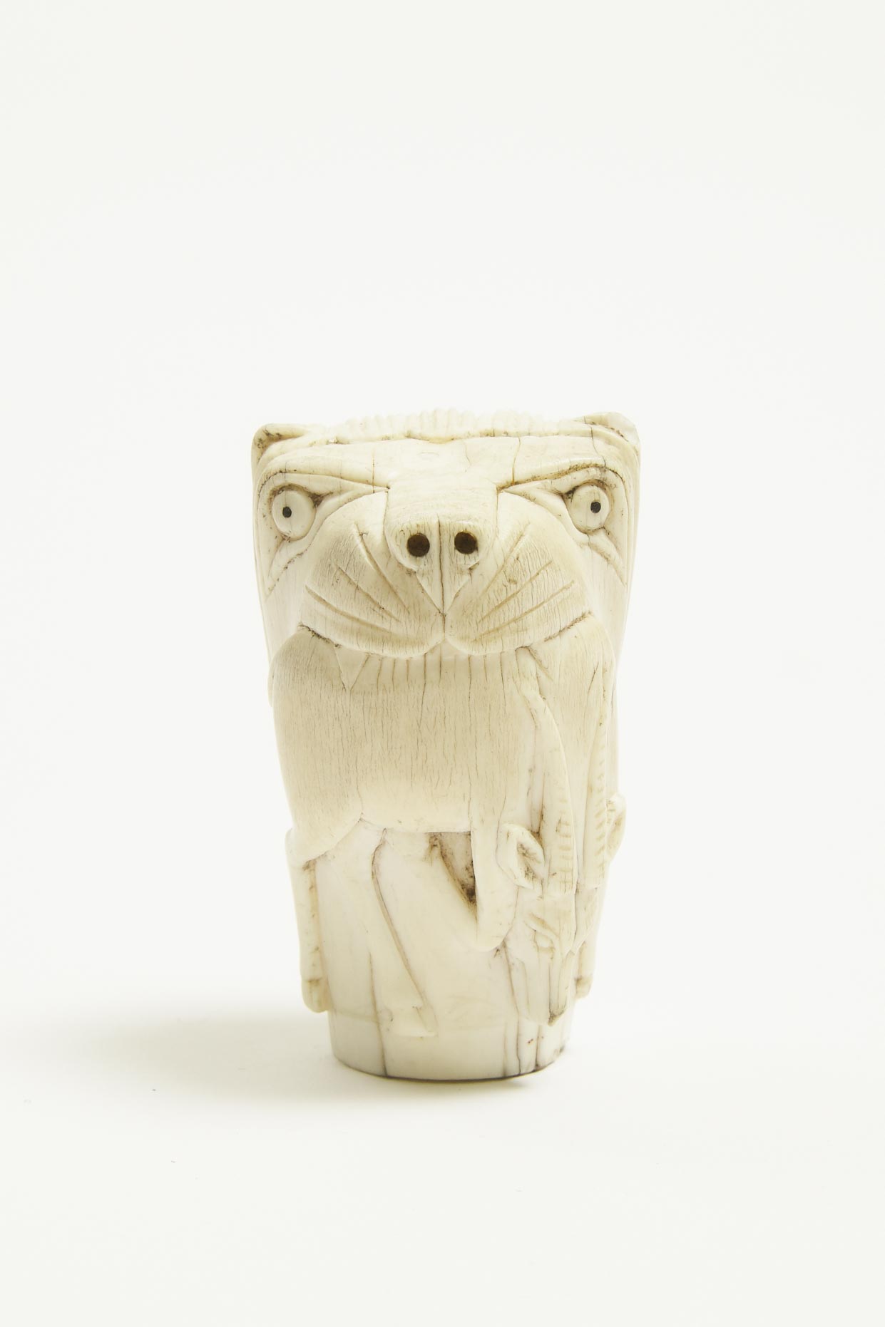 African Carved Ivory Walking Stick/Cane Handle, late 19th to early 20th century