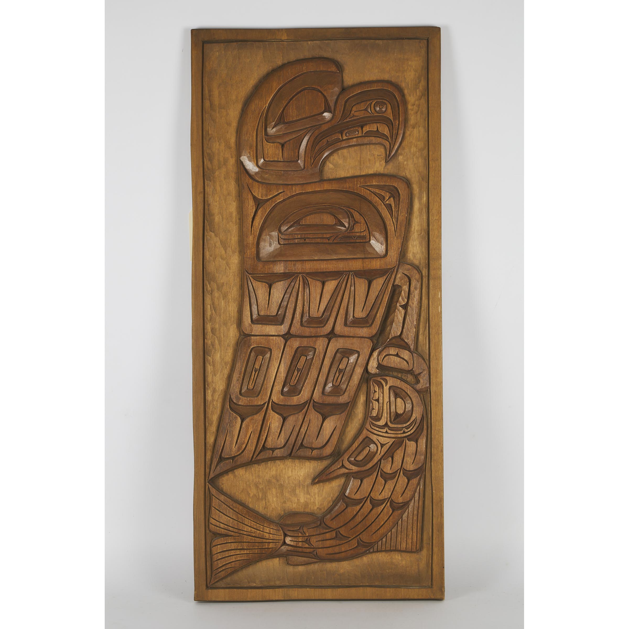 Haida Relief Carved Wood Plaque by R. Thomas, Vancouver, BC, late 20th century