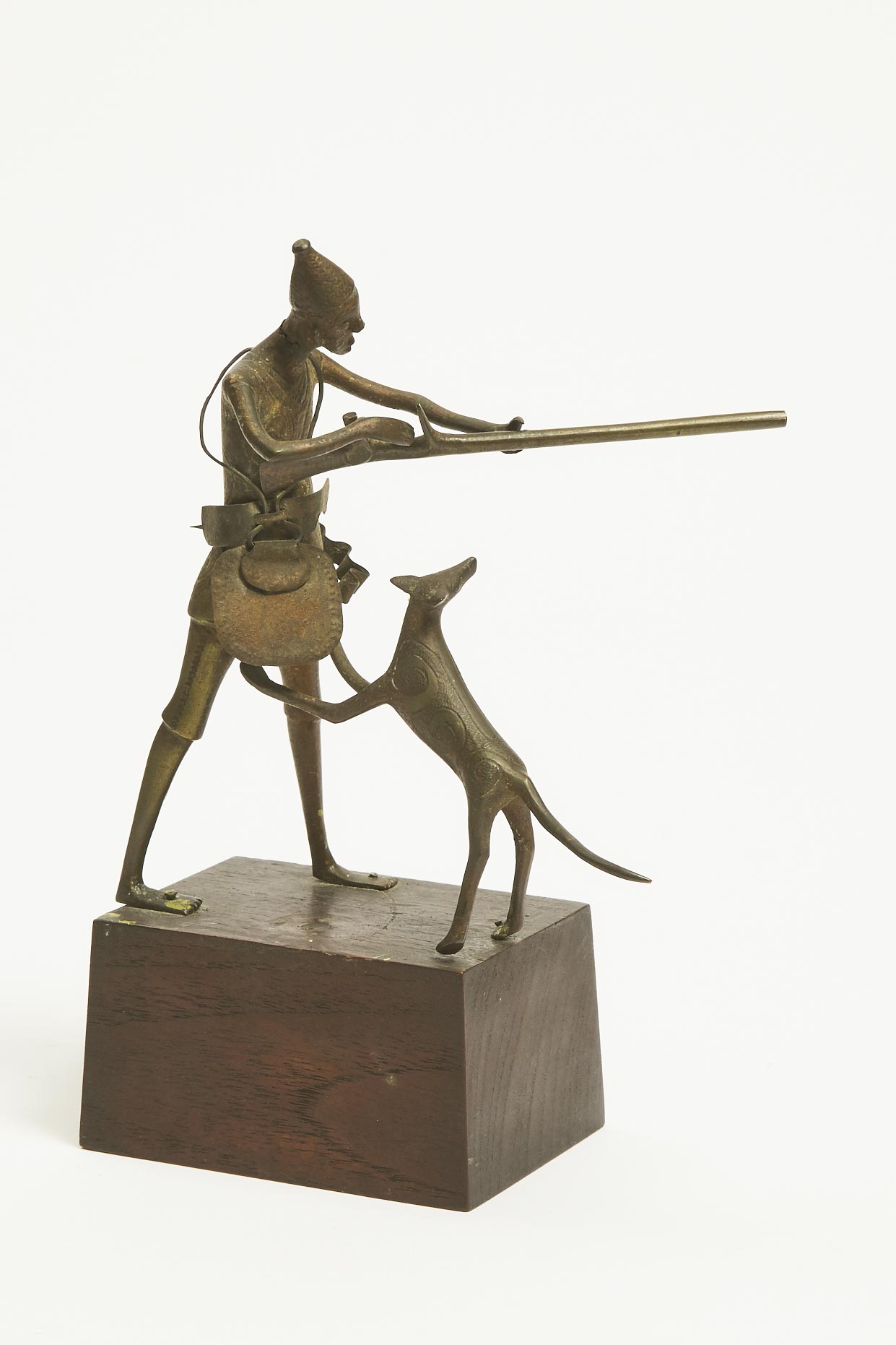 West African Bronze Hunter and Dog, possibly Yoruba/Ashanti, early 20th century